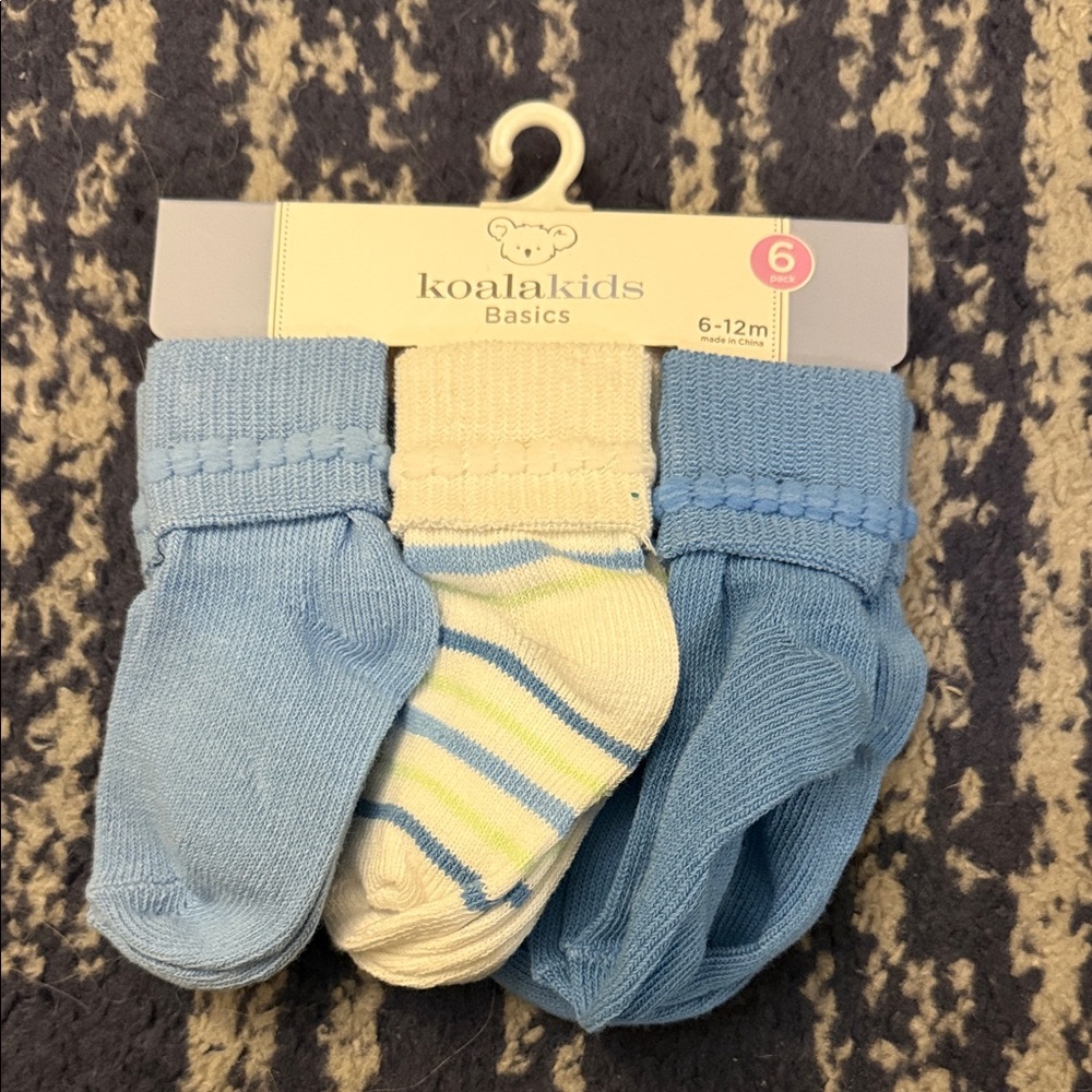Koala Kids Blue and White Striped Baby Socks Trio